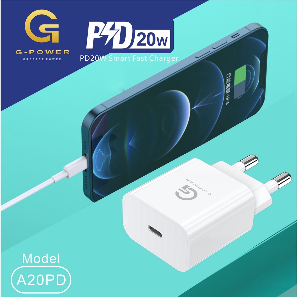 G-POWER Kabel Data iphone C - IP 20W Type C to Lightning iPhone Fast Charging PD IPHONE 8 Plus X Xs Xs Max 11 12 13 Pro Max