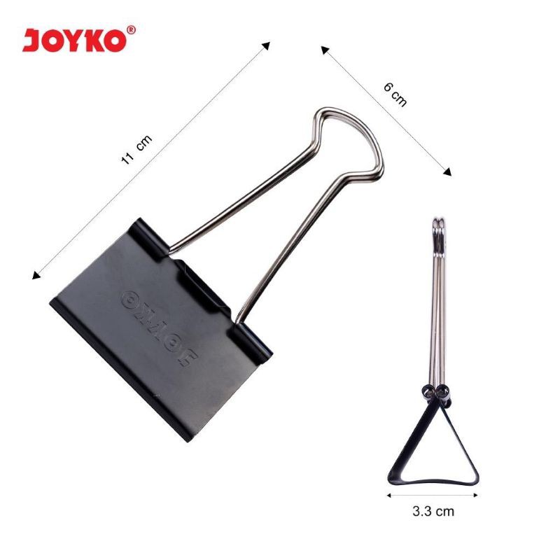 Binder Clips Penjepit Kertas Paper Klip Hitam Joyko No.200/260/280 (1Pcs)