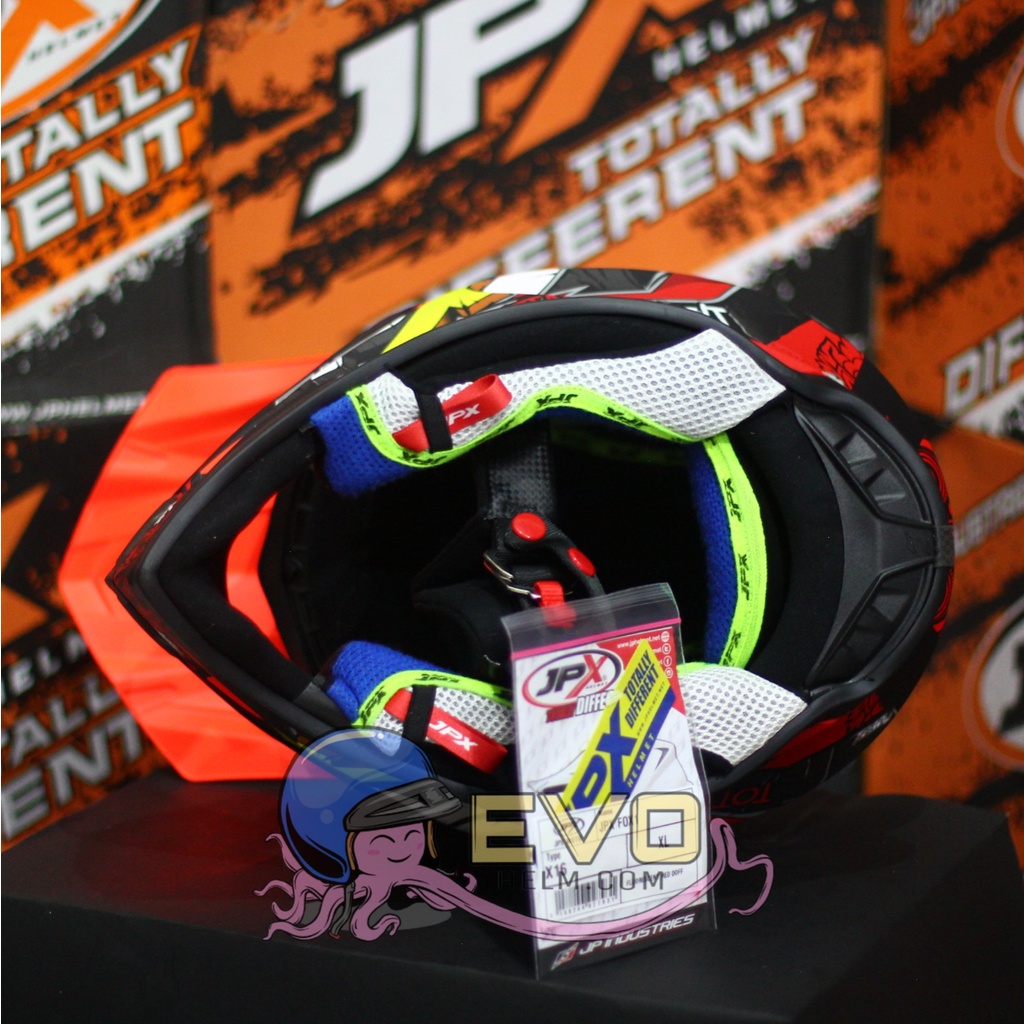 HELM JPX CROSS_SERI X16 - FLUO RED DOFF + GOOGLE SNAIL (ONGKIR 2 KG) HELM JPX TERBARU