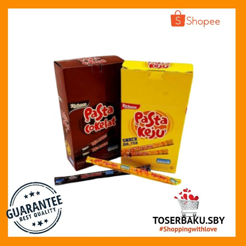 

Richeese Pasta All Variant 1 Box 30 pcs × 8g / Snack Murah Surabaya / Camilan / Pasta Keju / Coklat