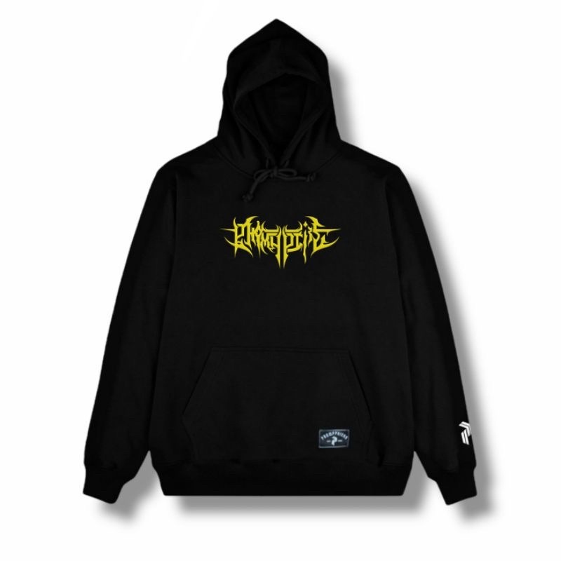 PHOMPPHIESSS Sweater Hoodie Bordir Sweater Hitam Metal Pria Wanita