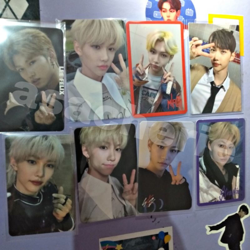 PC ALBUM YONGBOK FELIX MIXTAPE MAKING, MIROH PURPLE & RED BORDER & SKZ, YELLOW WOOD INDOOR OUTDOOR, 