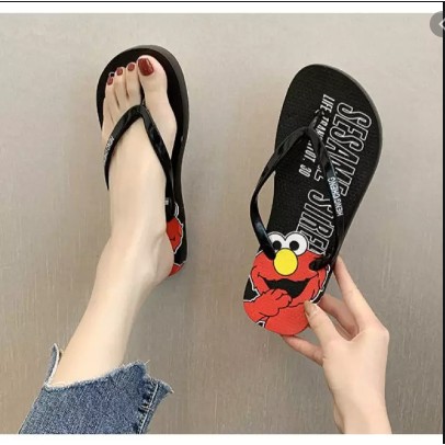 SENDAL JEPIT MOTIF ELMO SESAME STREET BISA COD BISA GROSIR GOJEK GRAB MKL