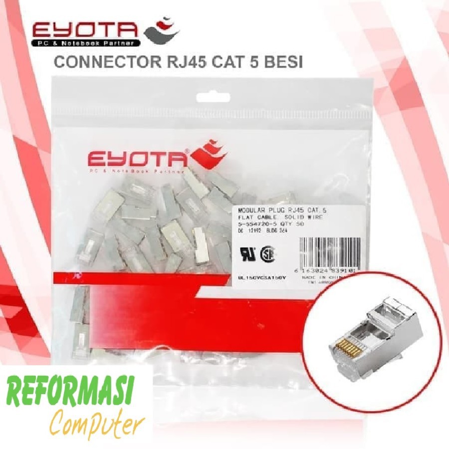 KONEKTOR RJ45 CAT 5 / JACK RJ 45 LAN CAT5 BESI / METAL 50 PCS