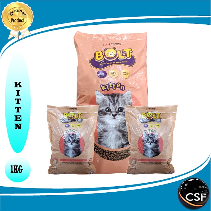 Makanan Kucing kering murah BOLT Kitten salmon 1kg