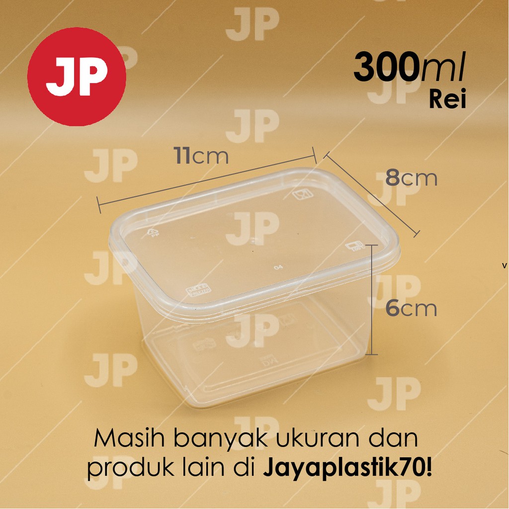 Kotak Makanan Plastik Thinwall Persegi Panjang REI 300ml (ISI 5)