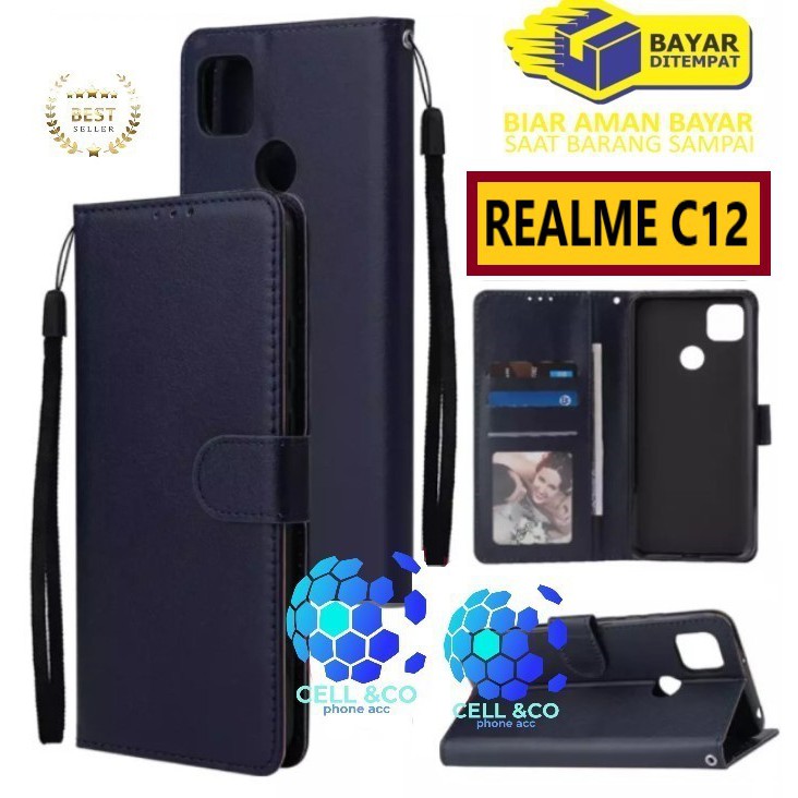 Flip cover REALME C12 Flip case buka tutup kesing hp casing flip case leather wallet