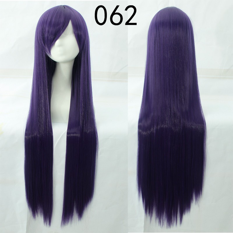 099 DARK wig base 100 cm lurus wanita cosplay rambut palsu daily lolita hitam putih abu ash brown