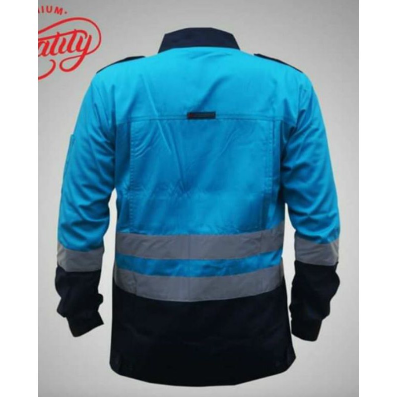 SERAGAM SAFETY PREMIUM BIRU LANGIT KOMBINASI DONGKER