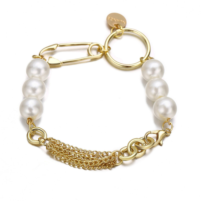 Fashion Pearl Bracelet Metal Paper Clip Bangles Charms Women Girl Alloy Chain Jewelry Accessories