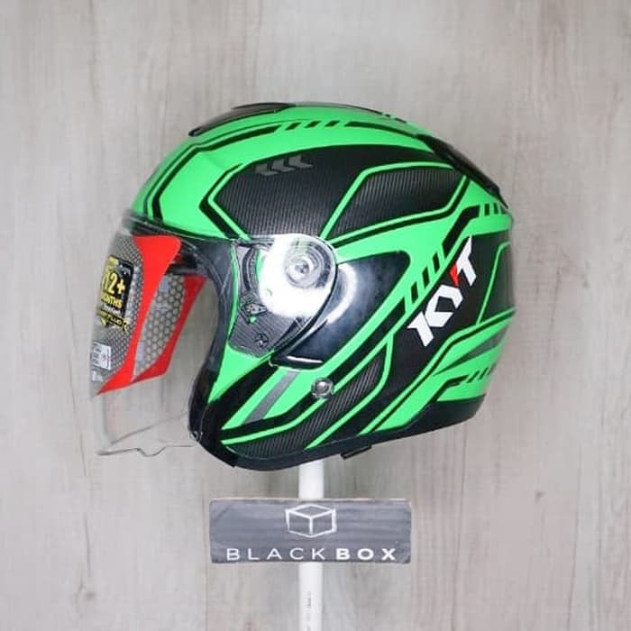 KYT Kyoto Super Fluo Carbonized Carbon Green Fluo Black