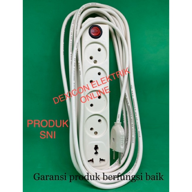 Stop kontak gepeng murah/stop kontak+T multi/stop kontak lubang 5 kabel 5 meter/sambungan kabel