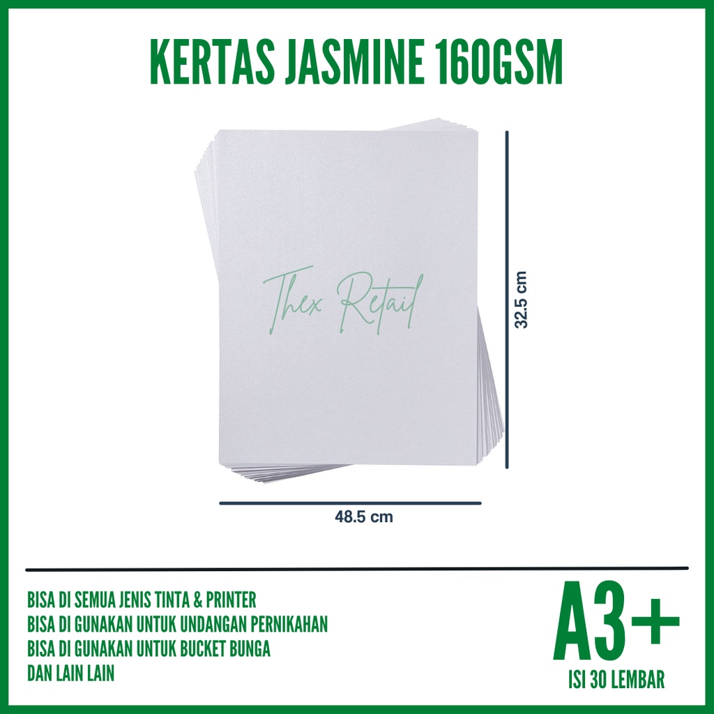 

Kertas Jasmine A3 Plus isi 30 lembar / Kertas Glitter A3 Plus / Kertas A3 Plus Undangan Jasmine