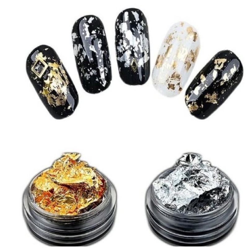 Nail foil gold silver kertas foil hiasan nail art gold flakes nailart nail acc foil