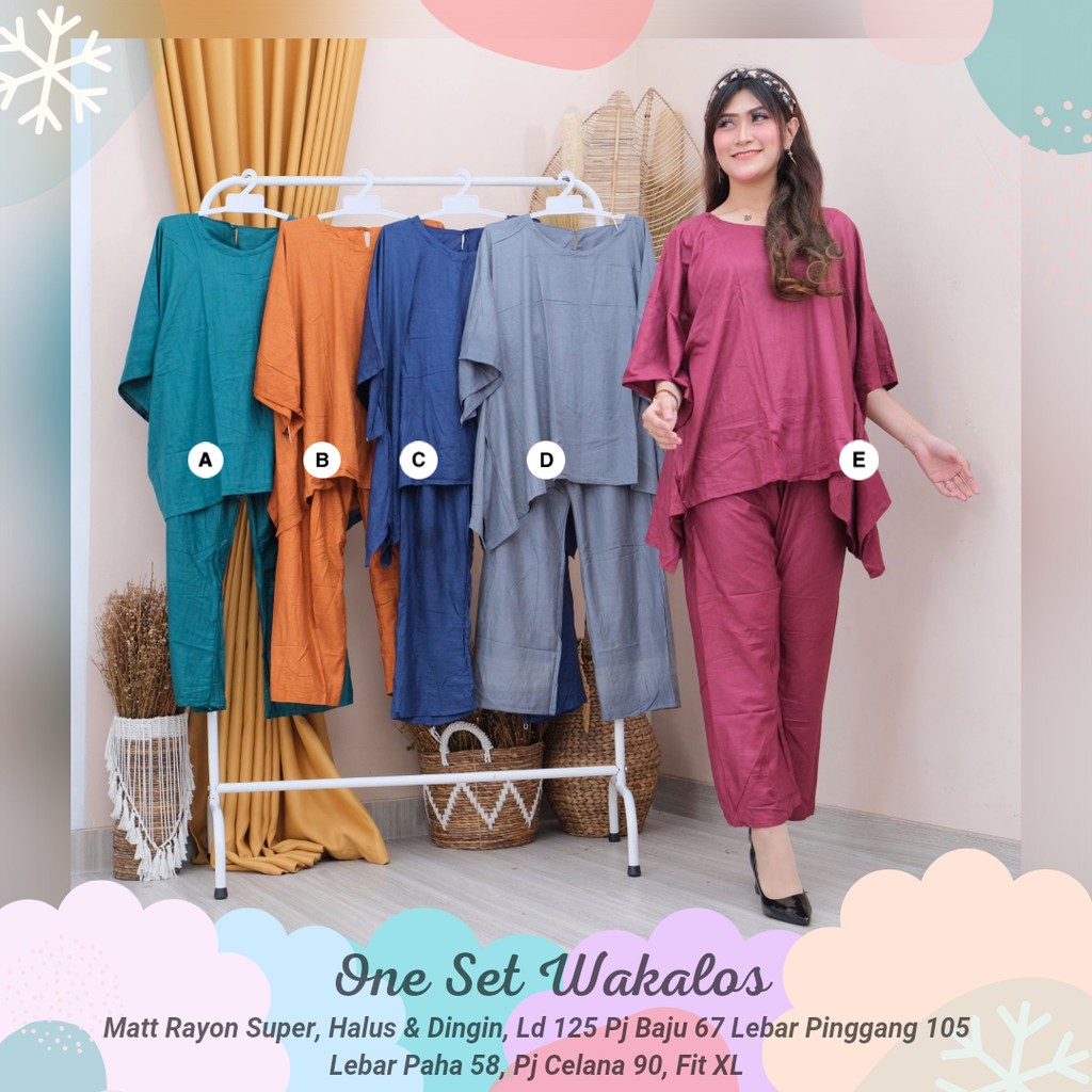 YashCollection - One Set Rayon Wanita Jumbo Set Waka Waka Kekinian Fit XL-One Set Wakalos
