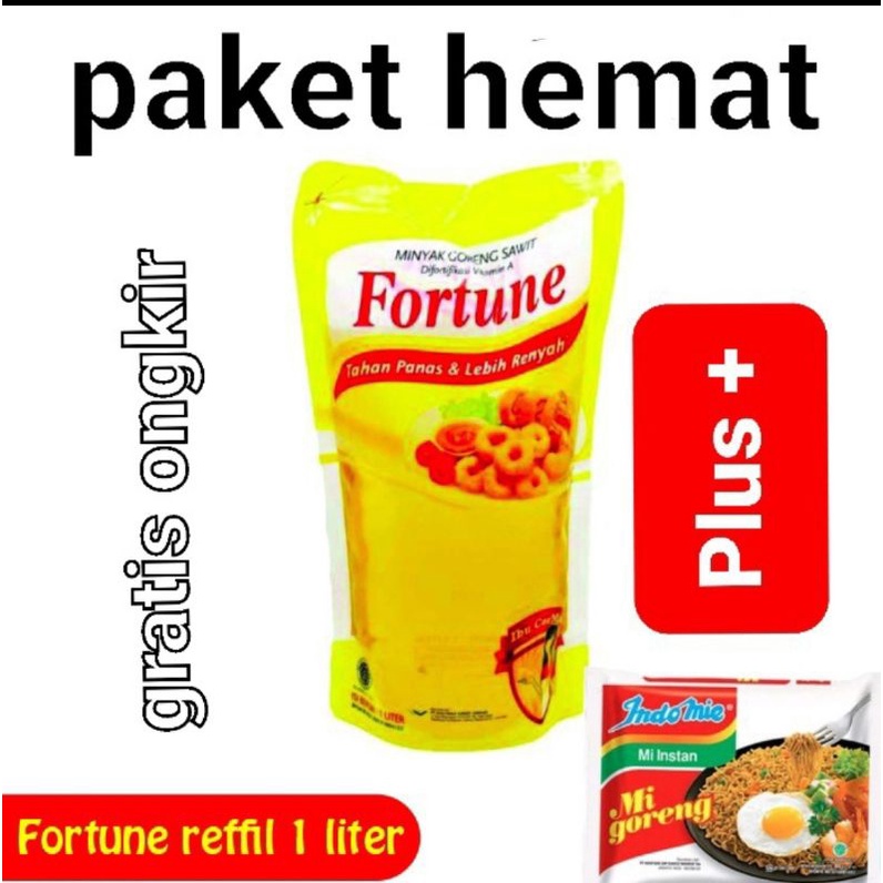 

Paket Hemat Minyak Goreng fortune 1 liter + mie instan indomie 85gr