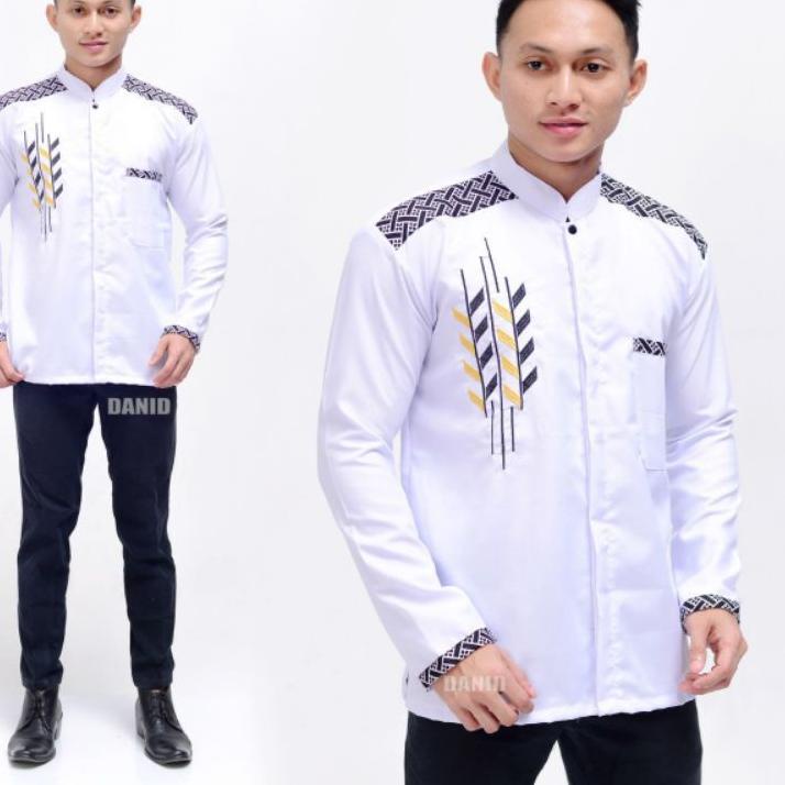 Serbuuuu.. Baju Koko Putih Batik Pria Dewasa Seragam Lengan Panjang