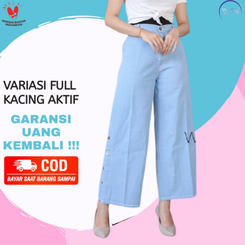 FEME KULOT JEANS KANCING SAMPING - CELANA BOYFRIEND WANITA - JEANS WASH - CELANA JEANS KACING BAWAH