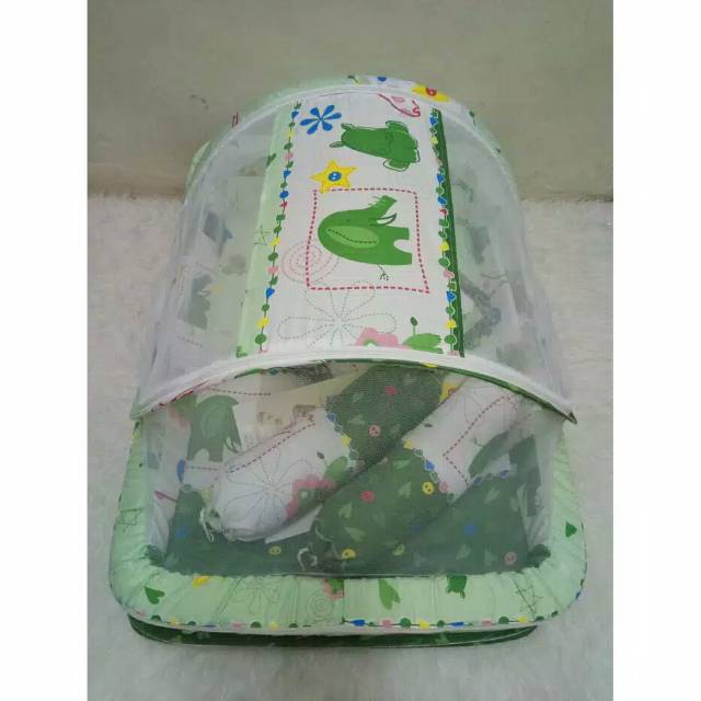 SET TEMPAT TIDUR BAYI PLUS KELAMBU KOMWELL BABY-KASUR BAYI KELAMBU KOMWELL-SET KASUR BAYI KOMWELL