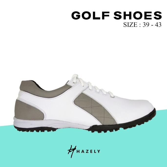 SEPATU GOLF KULIT ASLI / SEPATU GOLF PRIA - Putih Abu abu