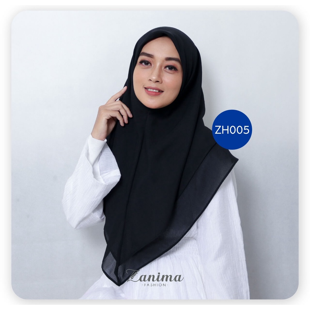 Jilbab Segi Empat Instan Double Layer Bahan Ceruti Babydoll - Zanima Black