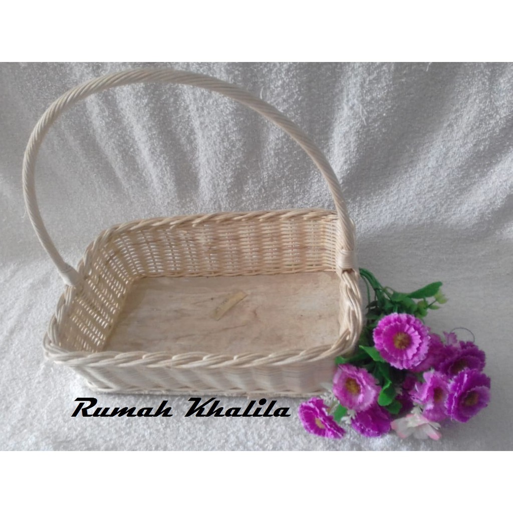 CUCI GUDANG KERANJANG PARSEL Keranjang Rotan Persegi Tangkai Keranjang Buah Seserahan Hantaran Nikah