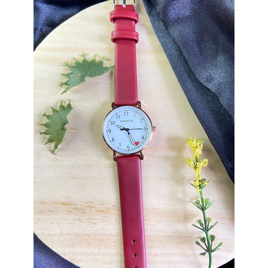 (GROSIRJAYA32) Jam Tangan Casual Gaya Retro Korea CandyCat LILIANA Untuk Wanita Strap PU / Jam Tangan Wanita Casual