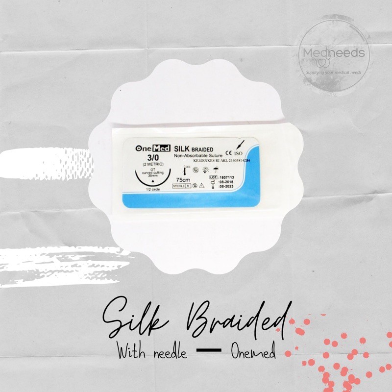 Silk braided dengan jarum / benang jahit luka
