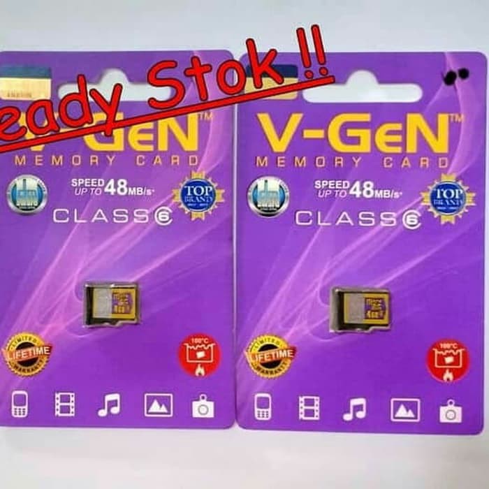 Memory Card micro sd VGEN 4GB 4 giga Class 6 ORIGINAL GARANSI RESMI