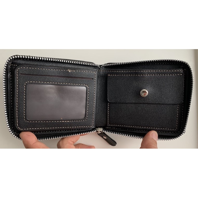 ORIGINAL BALISI DA201 DOMPET UANG PRIA WANITA RITSLETING WARNA HITAM COKLAT WALLET ZIPPER BAHAN SEMI KULIT