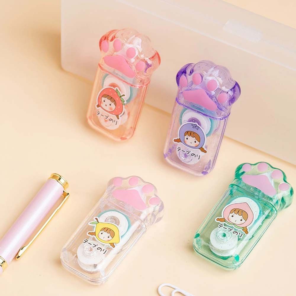 LANFY Kawaii Adhesive Paper Tape Stationery Double Sided Pointing Glue Stick Cute Roller Tape Runner Roller Tape Cartoon School Supplies Scrapbooking Deco Cat Claw