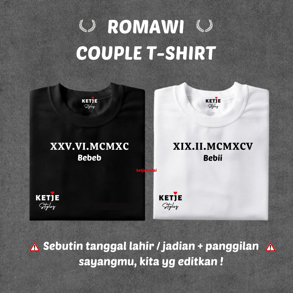 Kaos Couple Aesthetic Romawi / Kaos Couple Romawi Estetik Bucin Tanggal Lahir  Tanggal Jadian Panggi