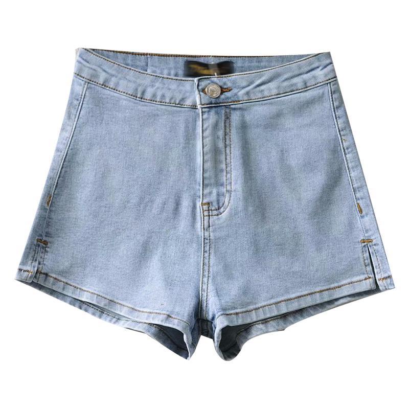 Suhao Hong Kong Gaya Seksi High Waist Stretch Split Denim Celana Pendek Musim Panas Wanita Baru Kuru