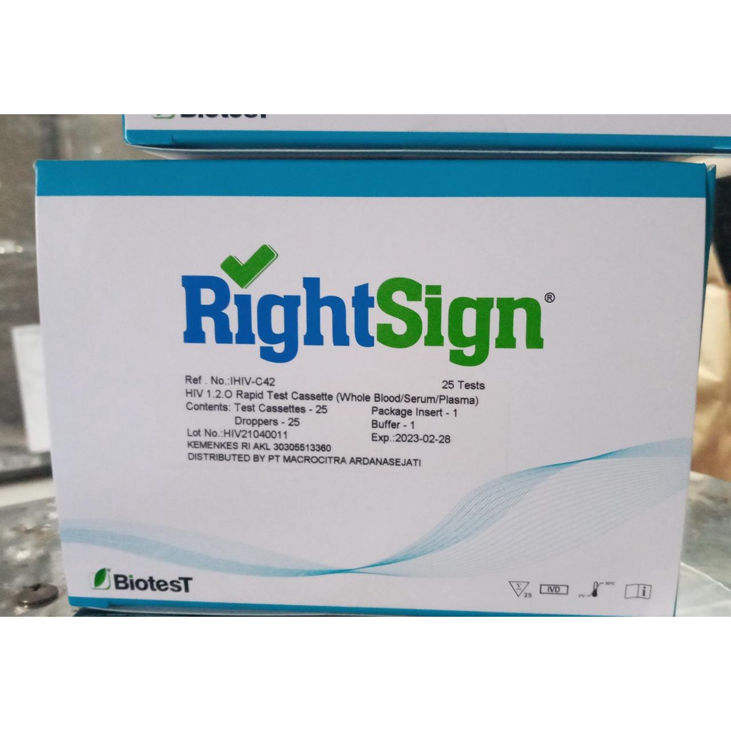 HIV Rightsign HIV Card Test Alat Tes HIV 1.2 Triline Pemeriksaan HIV 25 test Device Sudah AKL Ijin E