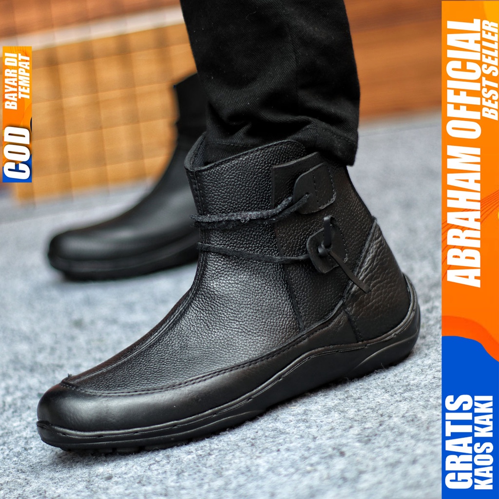 Sepatu Pantofel Pria Hitam Kulit Asli Casual Formal Pantopel Kerja Kantor Kondangan Guru Pesta vantopel Pentopel Fantofel Fashion Shoes Terbaru Murah Kekinian Original ARWA ABRAHAM