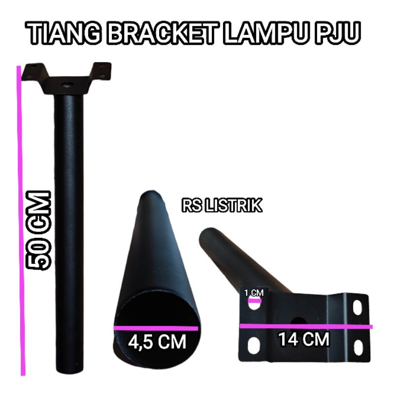 TIANG BRACKET LAMPU PJU LED 2 INCH 50CM TEMPEL TEMBOK BREKET BAGUS