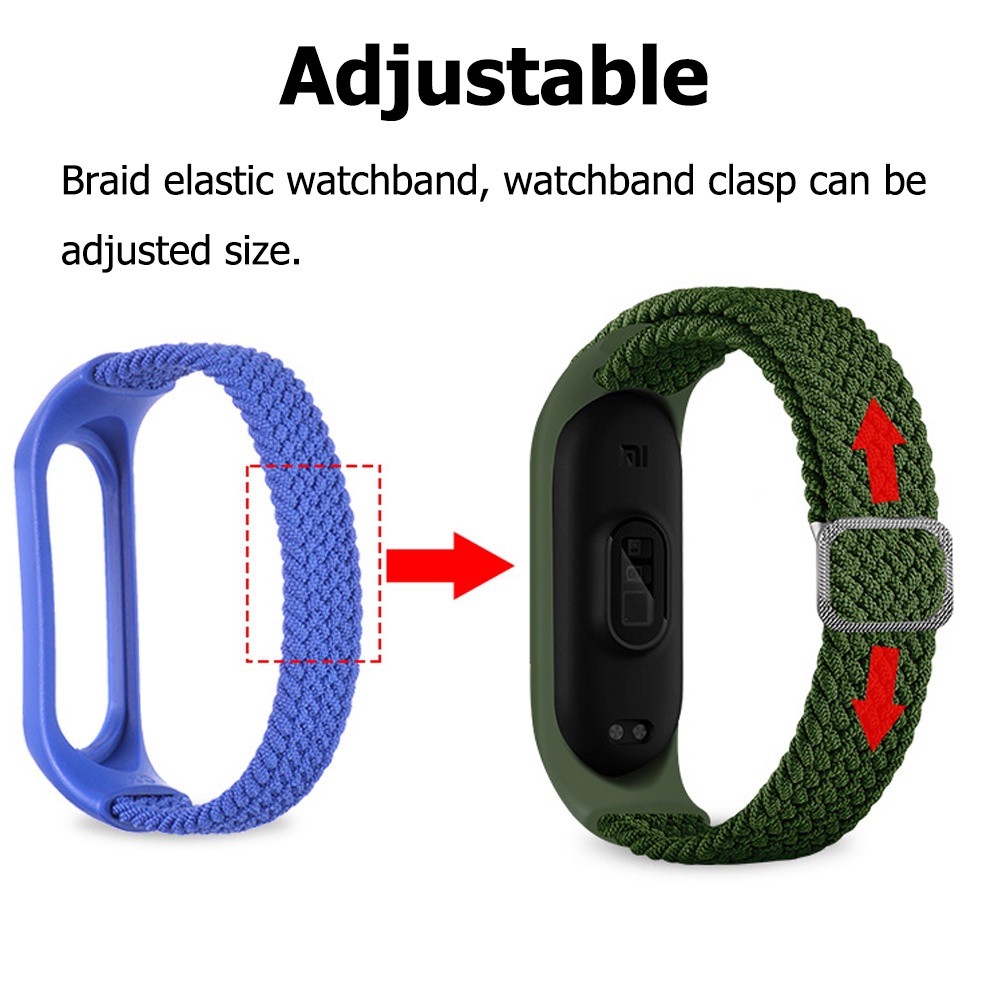 Mi Band 3 4 5 6 7 Nylon Braided Elastic Buckle Wrist Strap Xiaomi Band Colorful Strap