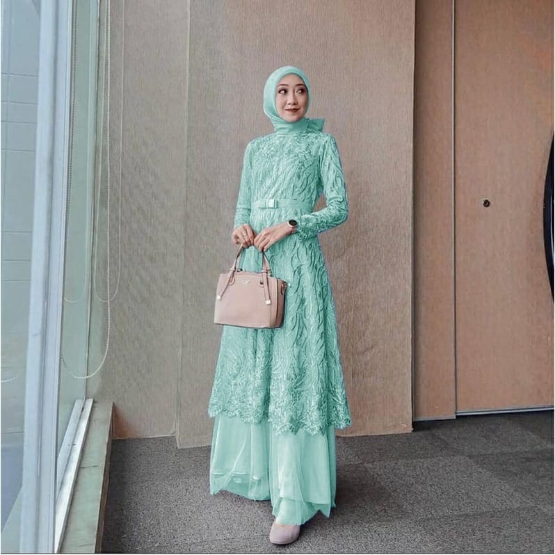 3 UKURAN M L XL DRESS ALMIRE ALMIRA FASHION PAKAIAN WANITA GAMIS MAXY GAUN MAXI BAHAN TILE MUTIARA LAPIS FURING EDHM