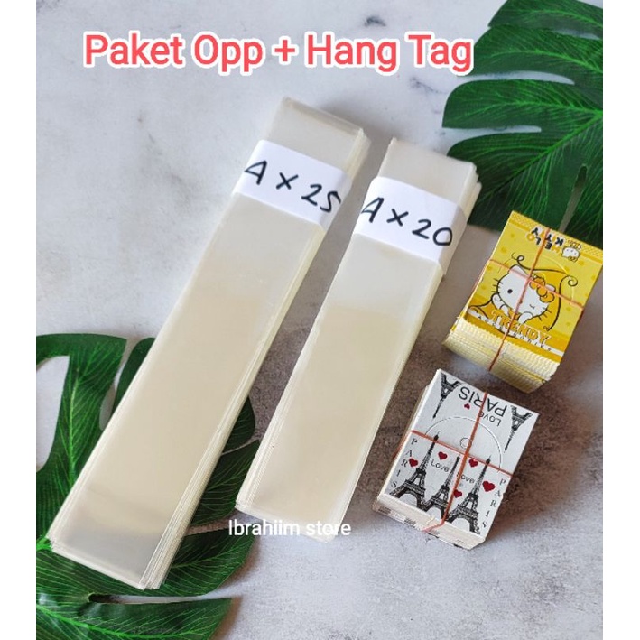 PAKET PLASTIK OPP 4X25CM / PLASTIK KONEKTOR DAN LABEL / HANG TAG