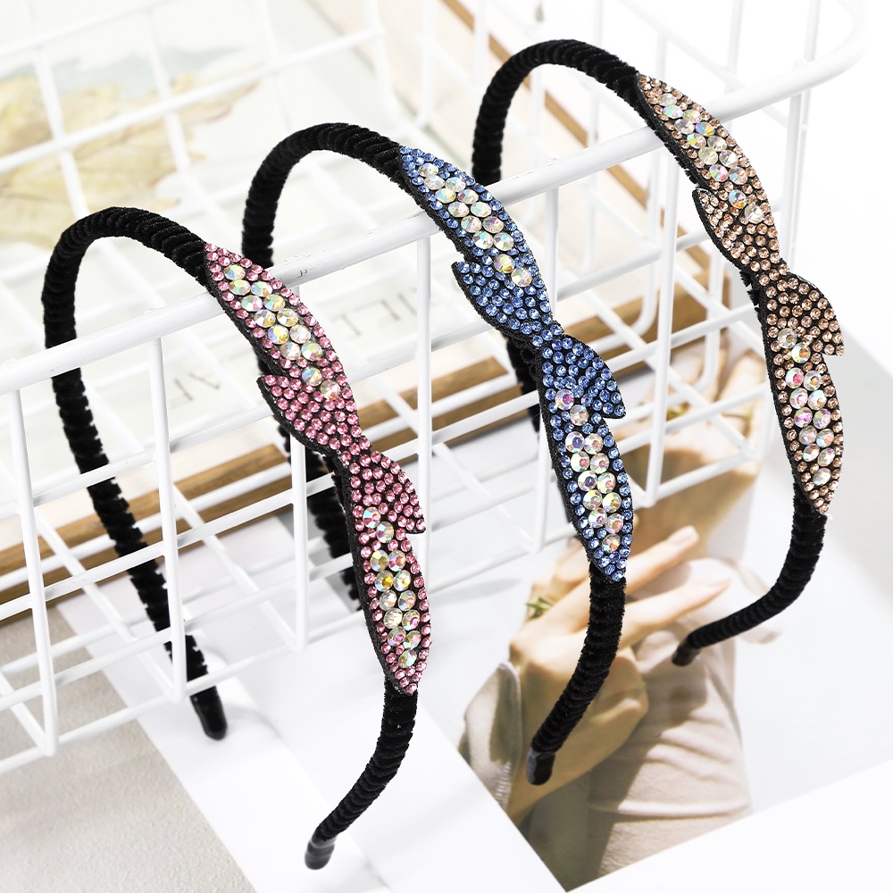 Fashion Headband Non-Slip Bezel Colorful Rhinestone Flower Hair Hoop Band Elastic Hair Band for Women Hair Accessories