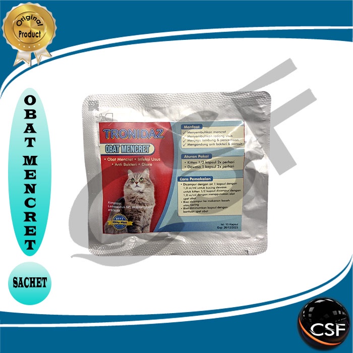 Obat Mencret kucing TRONIDAZ SACHET  isi 10 kapsul