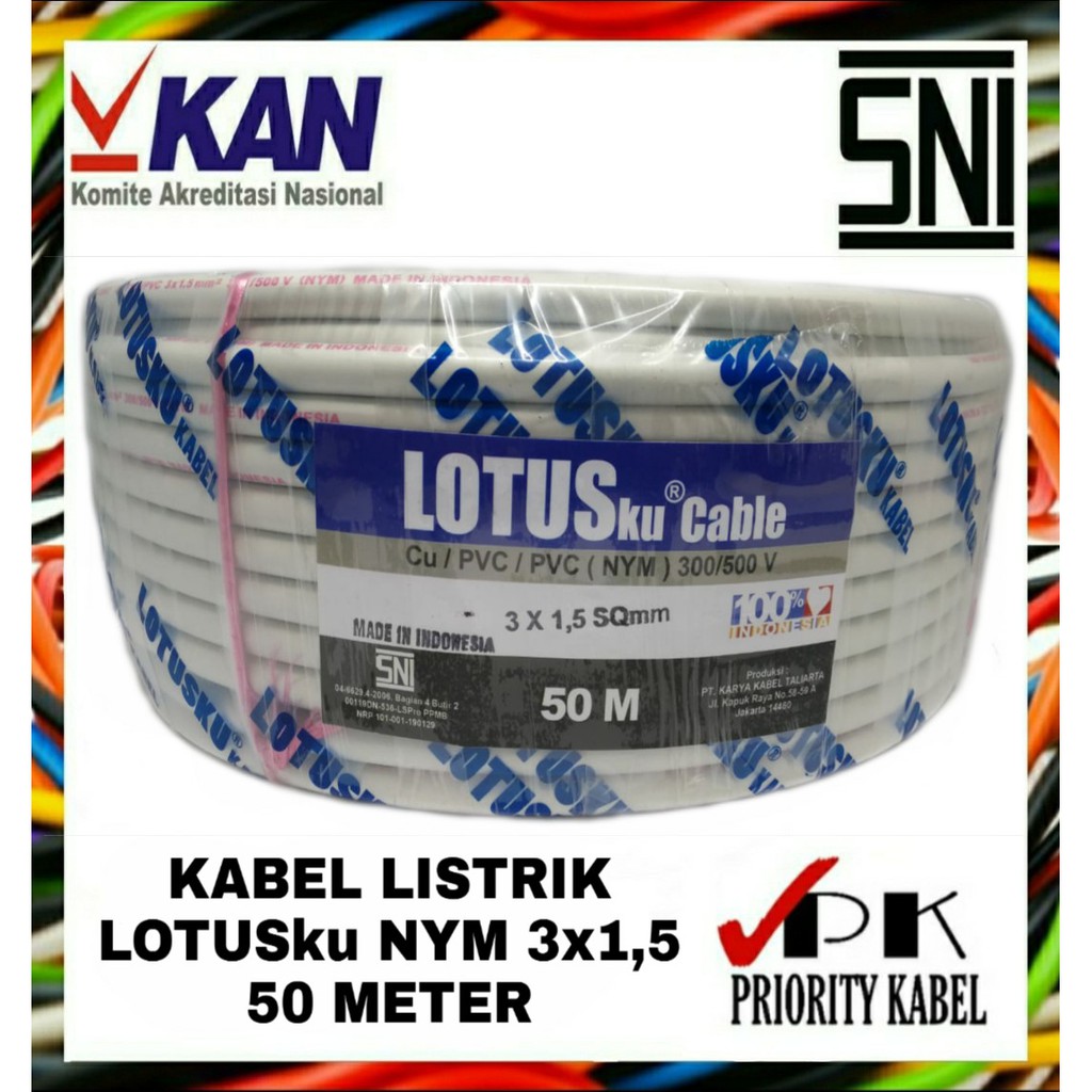 Kabel Listrik Kawat LOTUSku NYM 3x1,5 3x1,5 50meter (50m)