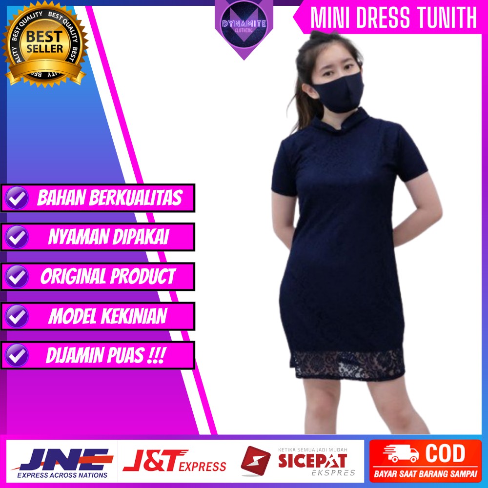 Atasan Mini Dress Grosir Baju Pesta Party Sexy Casual Korea Brokat Dress Pendek Wanita Terbaru Murah