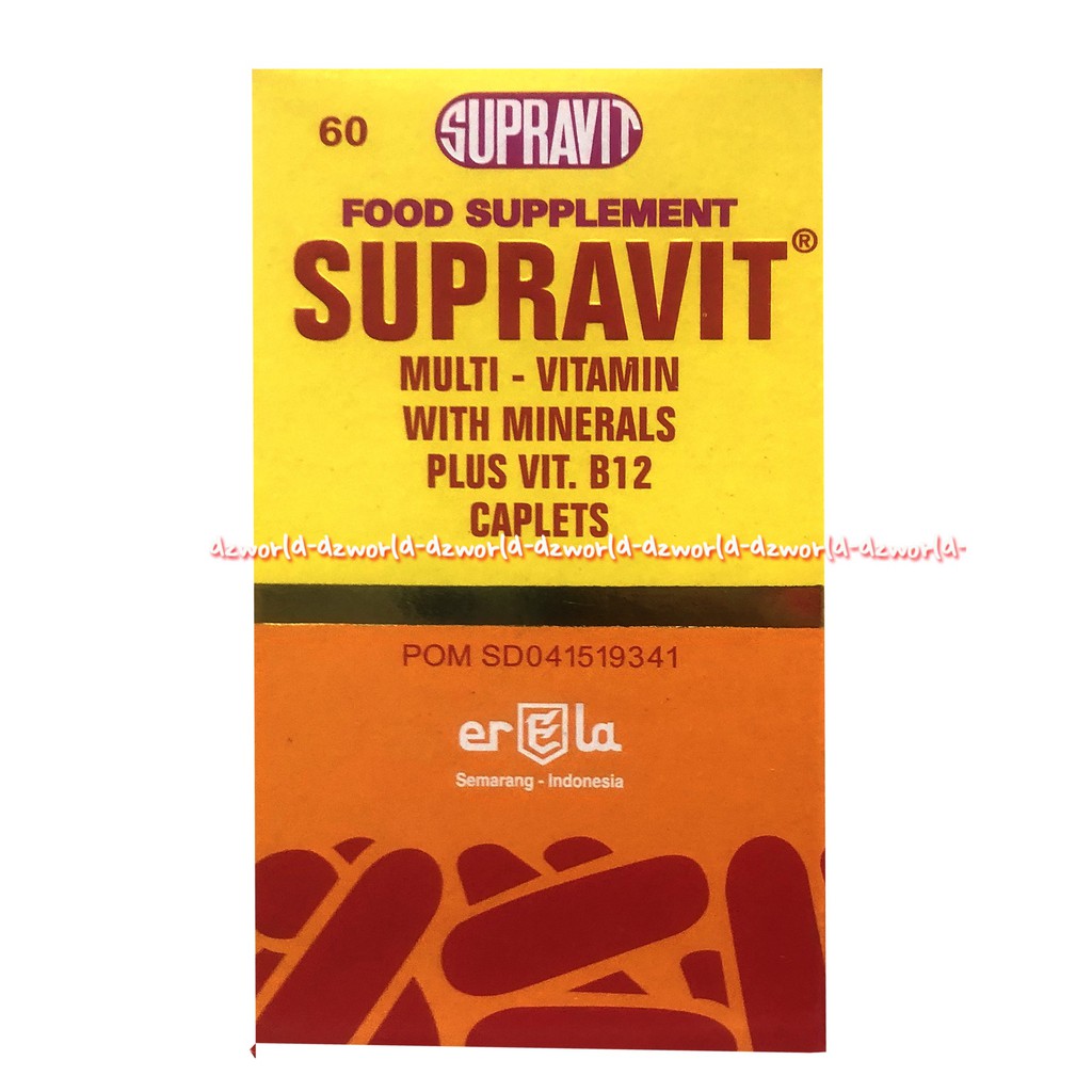 Supravit Multivitamin With Minerals Vitamin B12 Suplemen Untuk Kesehatan Tubuh Isi 60Tablet