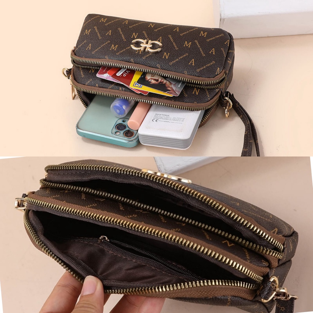 TAS SELEMPANG WANITA KOREA IMPORT KULIT COKLAT AJAMI TA560B7 SLING BAG KECIL CEWEK MURAH FASHION KEKINIAN REMAJA PREMIUM BATAM BRANDED SIMPLE LUCU