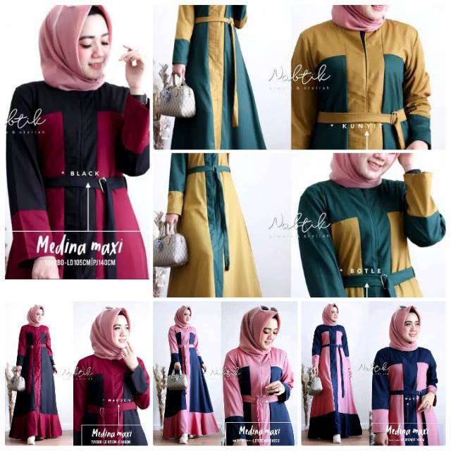 Gamis dress murah busana muslim wanita terbaru MEDINA MAXI DRESS 1kg bs muat 2 bahan moscrepe