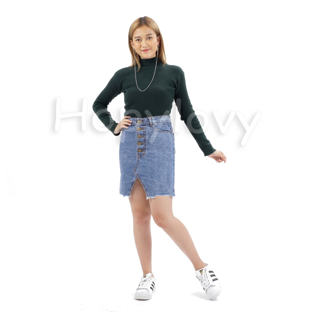 HOPYLOVY Rok Jeans Span Midi Ripped Skirt Zeya 8211