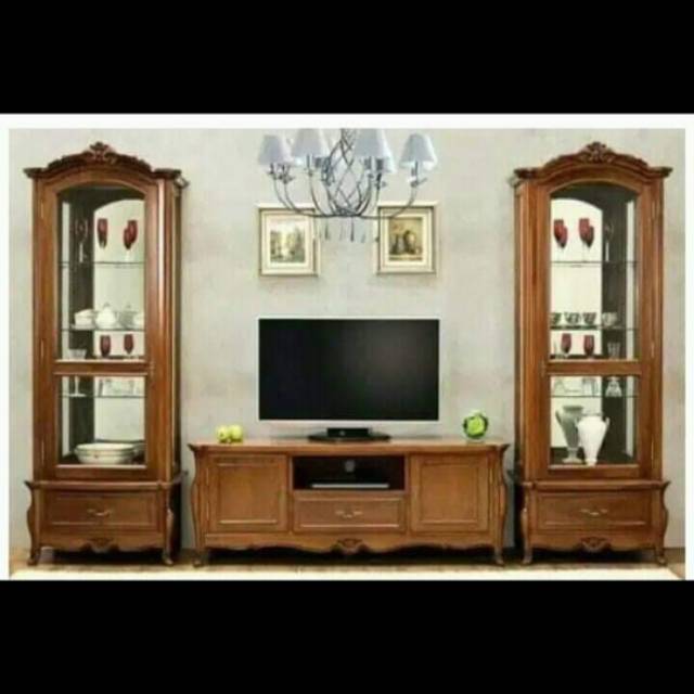 Bufet tv lemari pajangan jati jepara
