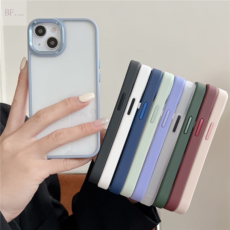 Hard Case Akrilik Transparan Frame Metal Proteksi Lensa Untuk Iphone 12 12pro 12mini 12promax