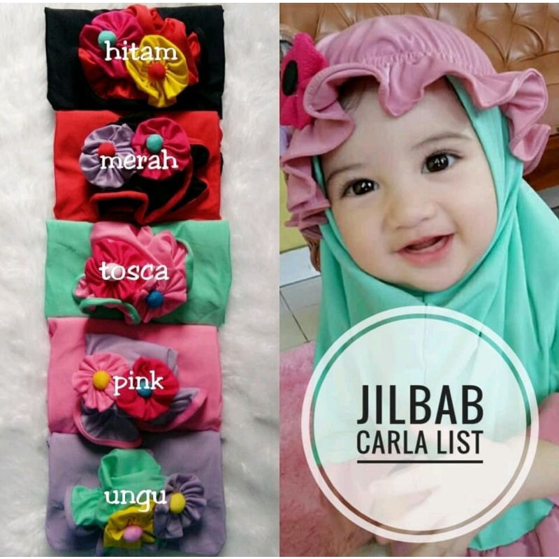 Jilbab bayi syria Topi Bunga Polos 2in1 baby